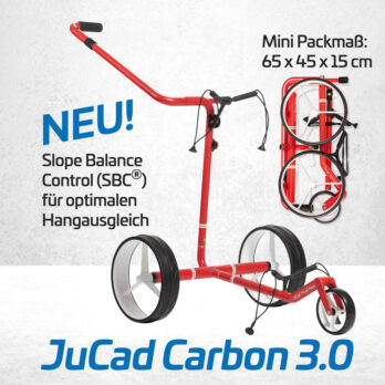 Freddy's exclusiver Golftrolley Shop ★ Hochwertige Premium Marken 32 JuCad Carbon Travel Royal Rosso 3.0