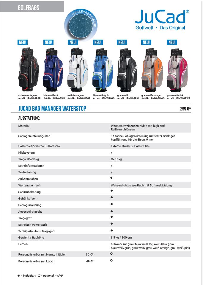 JuCad Bag Manager Waterstop Weiß Blau 9 JuCad Bag Manager Waterstop, Produktdatenblatt,