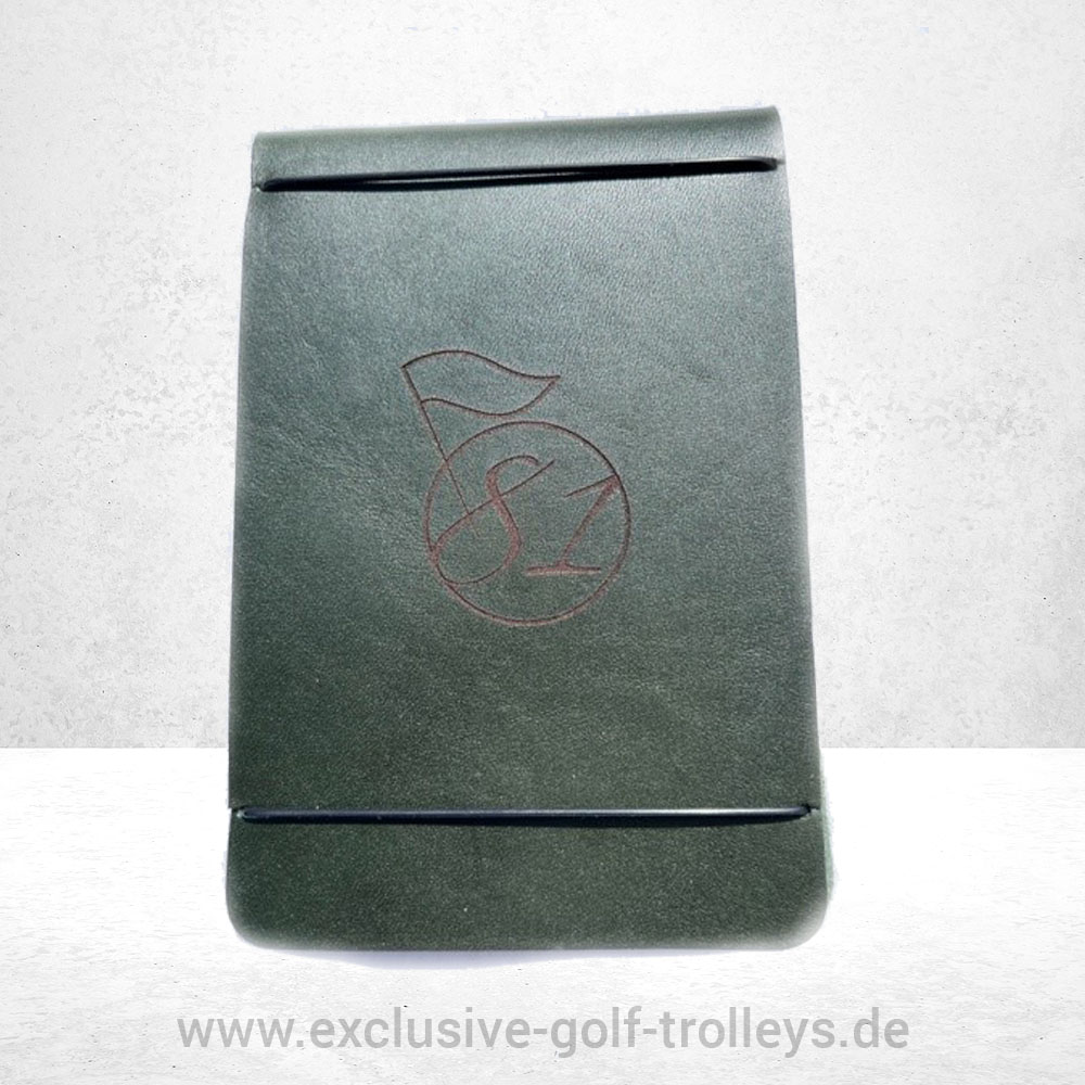 Scorekartenmappe personalisiert Leder 8 Scorekartenmappe aus Leder, personalisiert, Stifthalter genietet, viele Farben, Logo und Text, Golfclub, Clubmannschaft