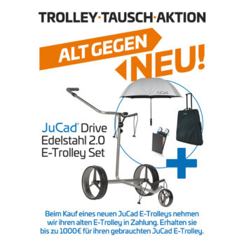 Freddy's exclusiver Golftrolley Shop ★ Hochwertige Premium Marken 16 JuCad Edelstahl Drive 2.0 Tauschaktion
