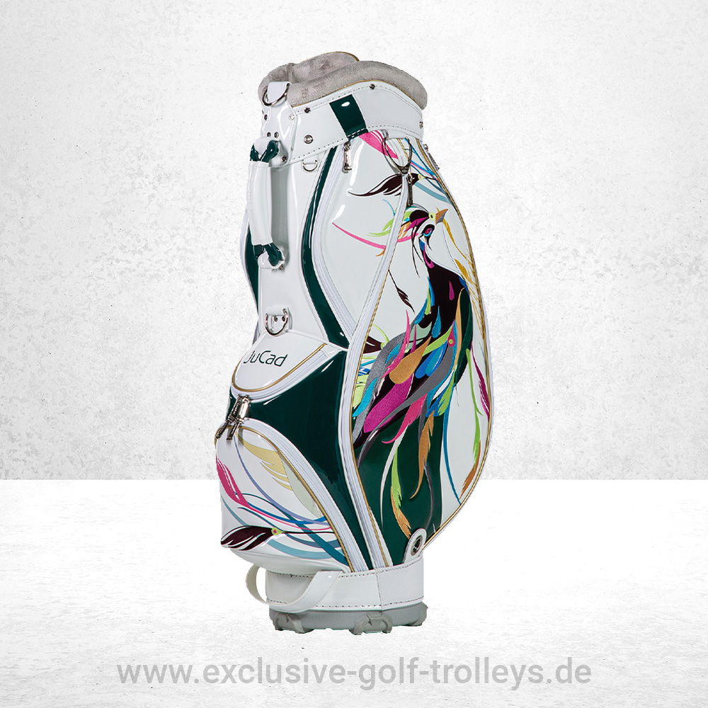 JuCad Golfbag Luxury Schwarz 12 JuCad Golfbag Luxury Paradise Golftasche Luxury Limited Edition bestickt Luxusgolfbag weiß