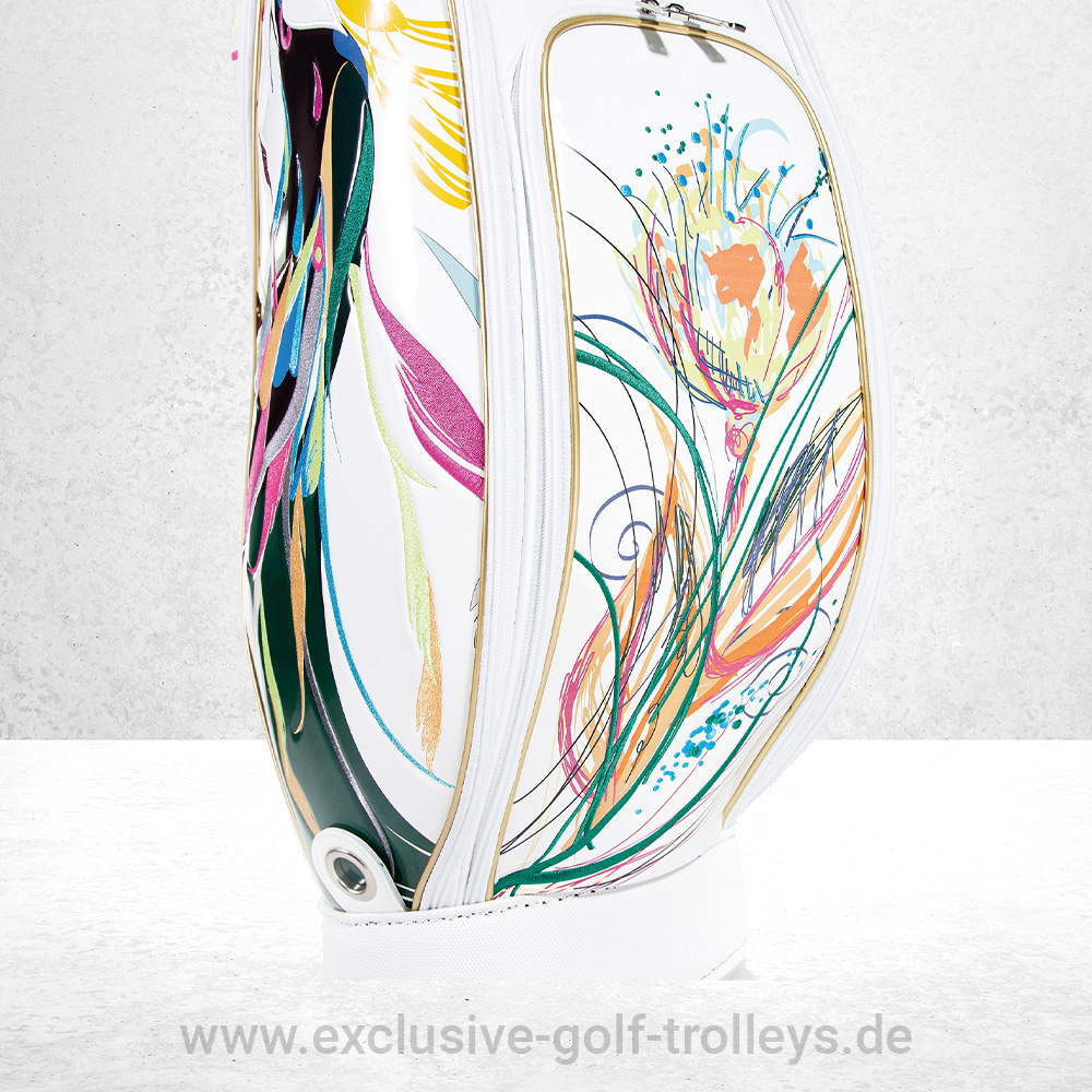 JuCad Golfbag Luxury Paradise 9 JuCad Golfbag Luxury Paradise Golftasche Luxury Limited Edition bestickt Luxusgolfbag weiß
