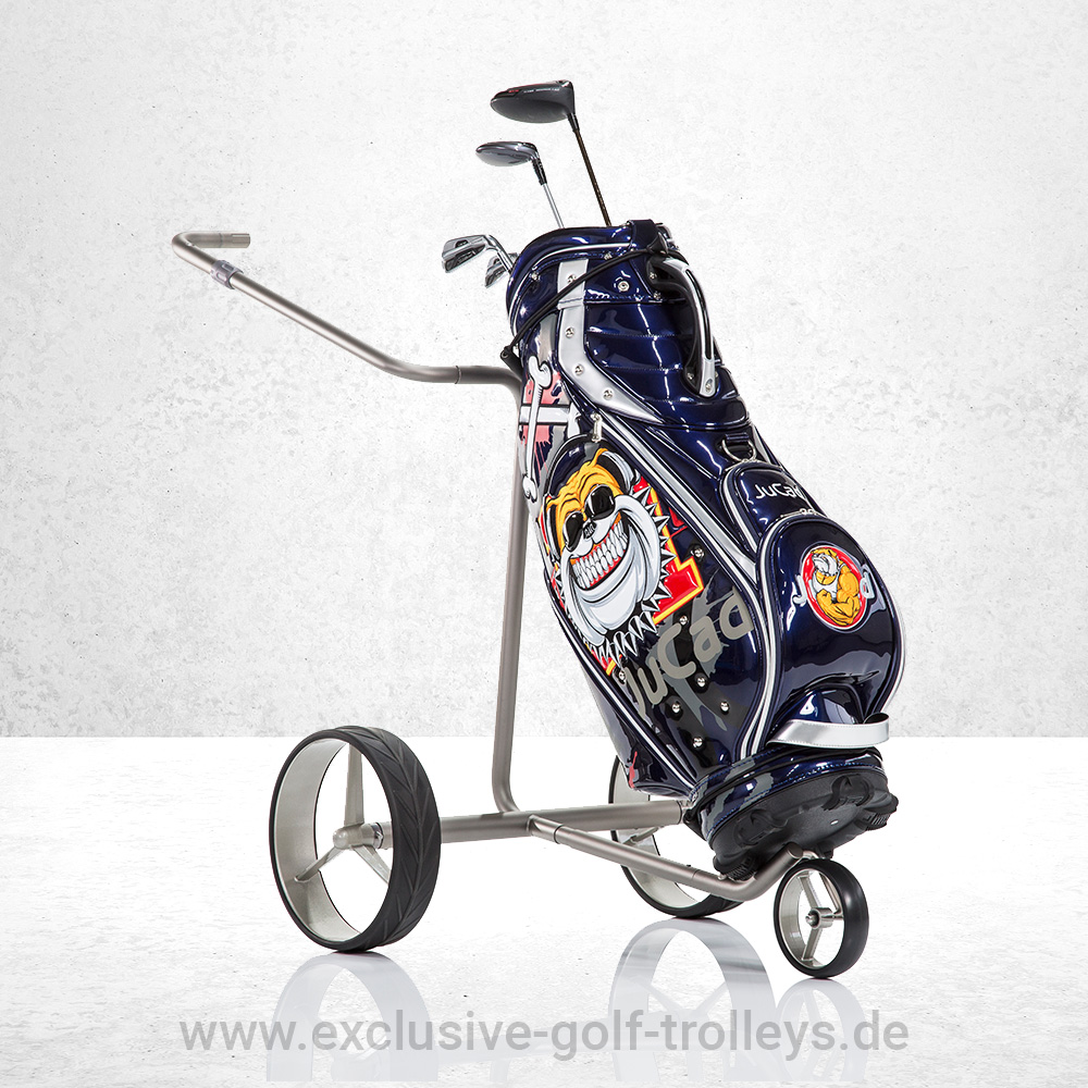 JuCad Golfbag Luxury Blau 2 JuCad Golfbag Luxury Pitbull Golftasche Luxury Limited Edition bestickt Luxusgolfbag blau