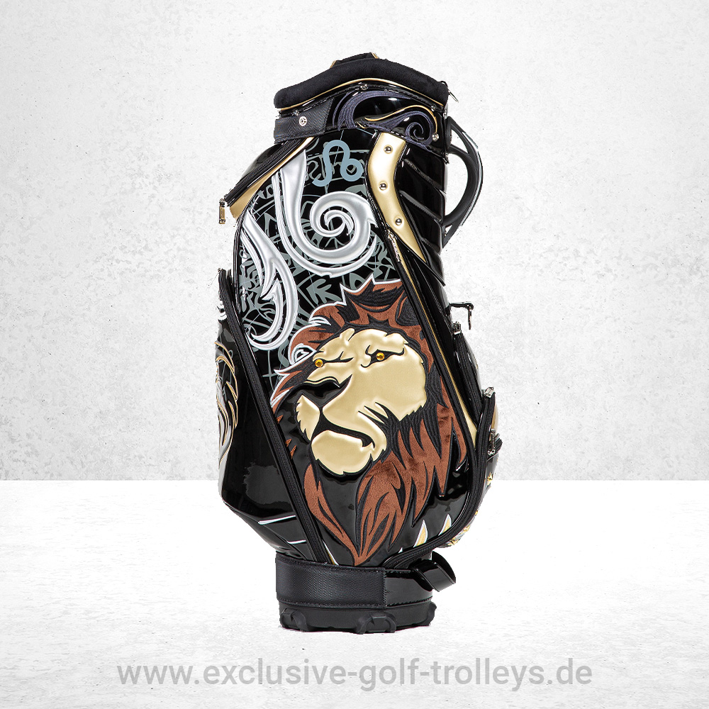 JuCad Carbon Travel 2.0 Spezial Golftrolley 12 JuCad Golfbag Luxury Lion Golftasche Luxury Limited Edition bestickt Luxusgolfbag