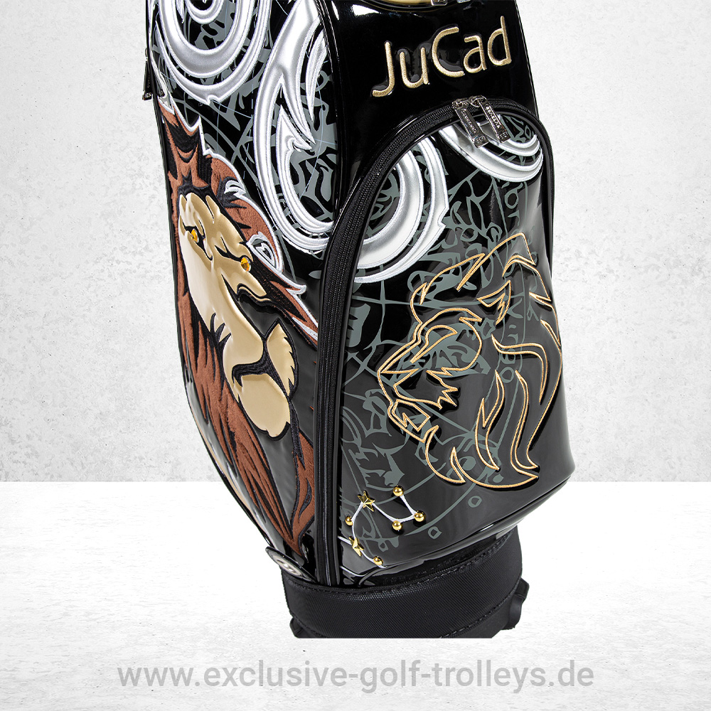 JuCad Carbon Travel 2.0 Spezial Golftrolley 15 JuCad Golfbag Luxury Lion Golftasche Luxury Limited Edition bestickt Luxusgolfbag