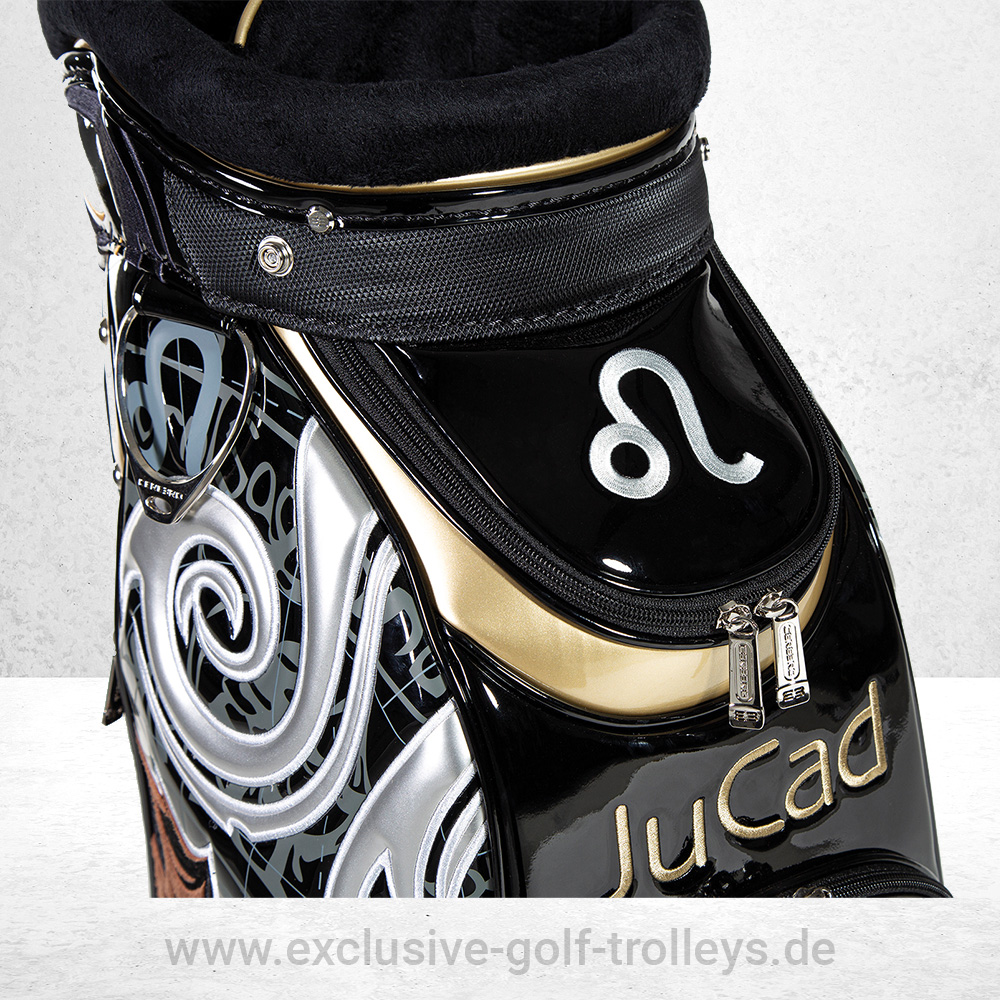 JuCad Carbon Travel 2.0 Spezial Golftrolley 14 JuCad Golfbag Luxury Lion Golftasche Luxury Limited Edition bestickt Luxusgolfbag