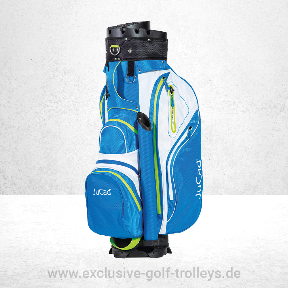 JuCad Golfbag Manager Aquata Weiß-Blau 5 JuCad Manager Aquata Blau Weiß Grün Golfbag Golftasche Wasserdicht Managereinteilung Putterröhre extern