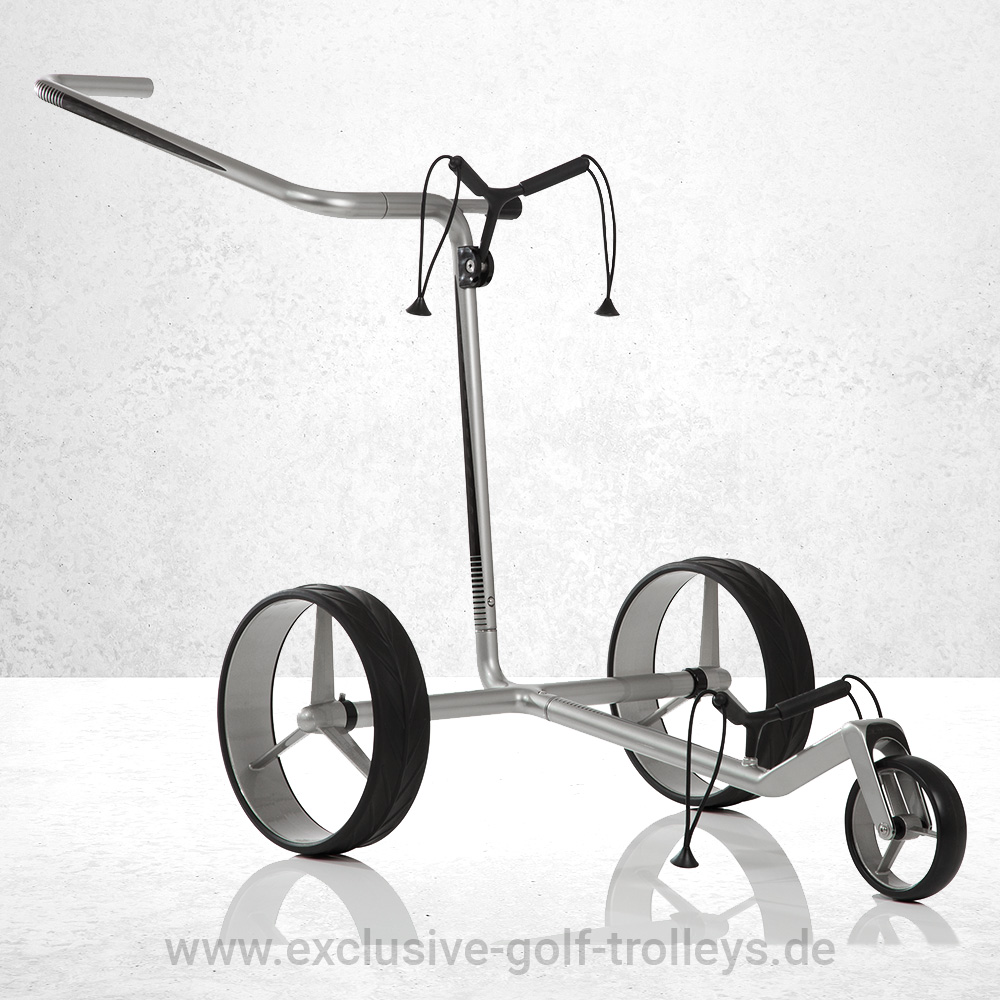 JuCad Carbon 3-Rad Silber-Schwarz manuell mit Tasche 1 JuCad Carbon Travel, Golftrolley, Golfcaddy, JuCad Golfwagen manuell, 3-Rad Golftrolley, Modell Travel manuell, JuCad Carbon 3-Rad Handwagen