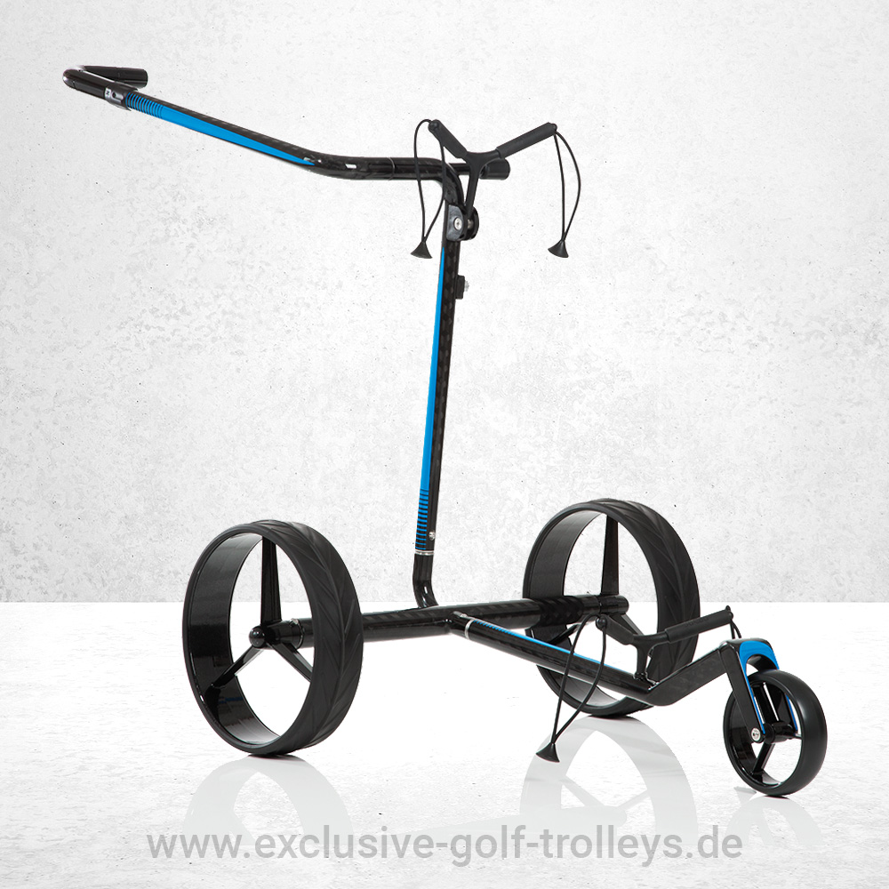 JuCad Carbon Travel 2.0 Schwarz Blau Golftrolley 1 JuCad Carbon Travel, JuCad Carbon Golftrolley, JuCad Carbon Golfcaddy, Carbon Trolley JuCad, JuCad Travel Carbon,