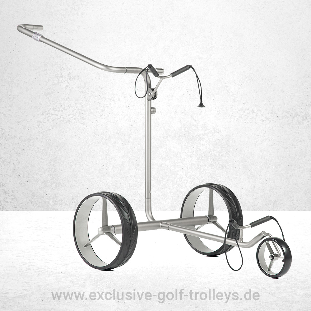 JuCad Titan Travel eX 1.0 Gebraucht Golftrolley 2 JuCad Drive SL Titan Travel 2.0 eX Golfcaddy Golftrolley Caddy E-Caddy E-Trolley Titanmatt Fernbedienung JuCad