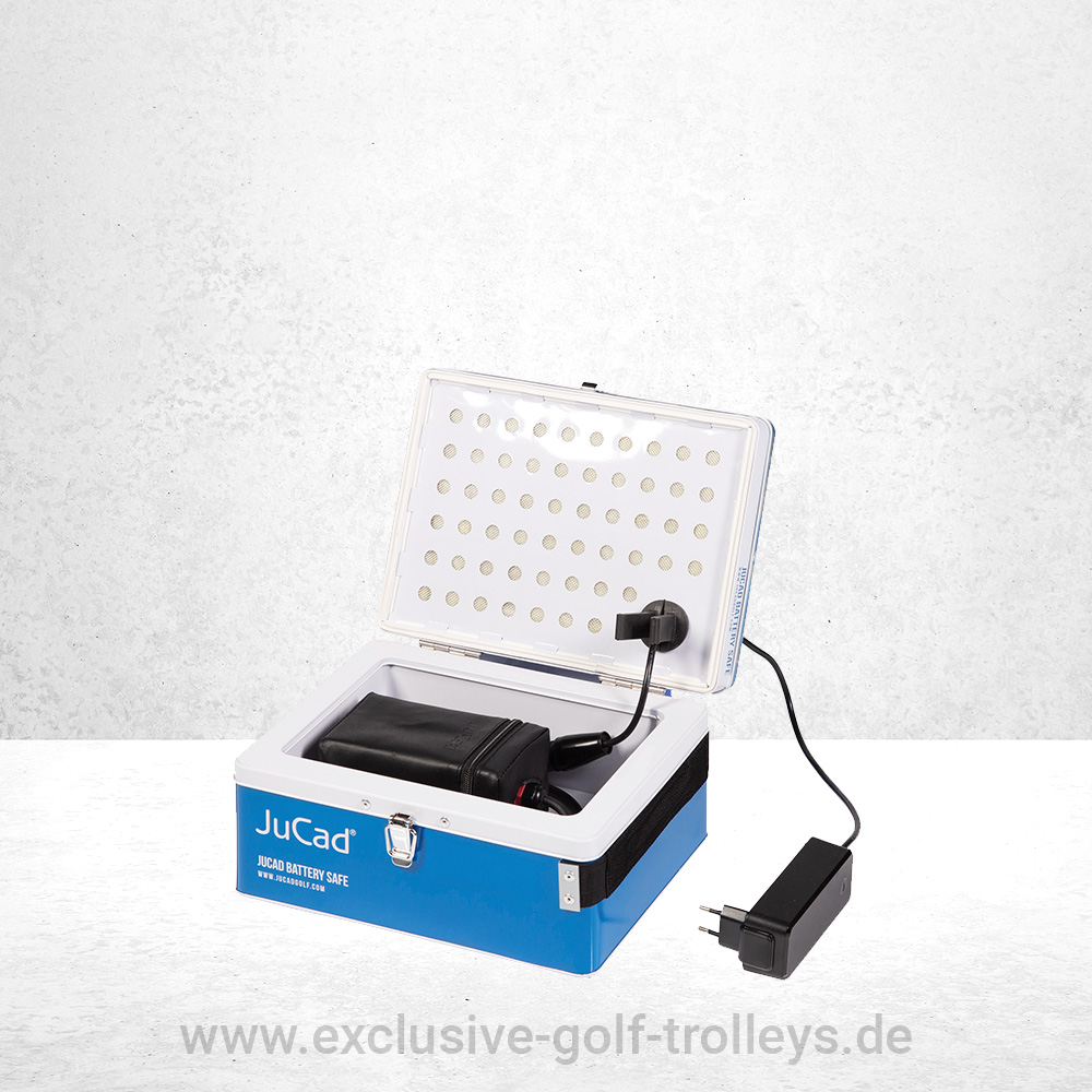 JuCad Akku Safe 2 JuCad Akku Safe, feuerfeste Box für das sichere Laden von Akkus aller Art. Feuerfeste Ladebox, Ladebox für Golfclubs, Feuerfest für Akkus, Sicheres Akku laden