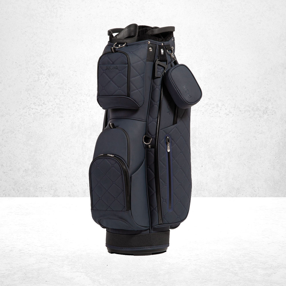 JuCad Golfbag First Class Dunkelblau 1 JuCad Golfbag First Class in Dunkelblau, Wasserabweisend, 14-fache Schlägerunterteilung, Gesteppte Optik,