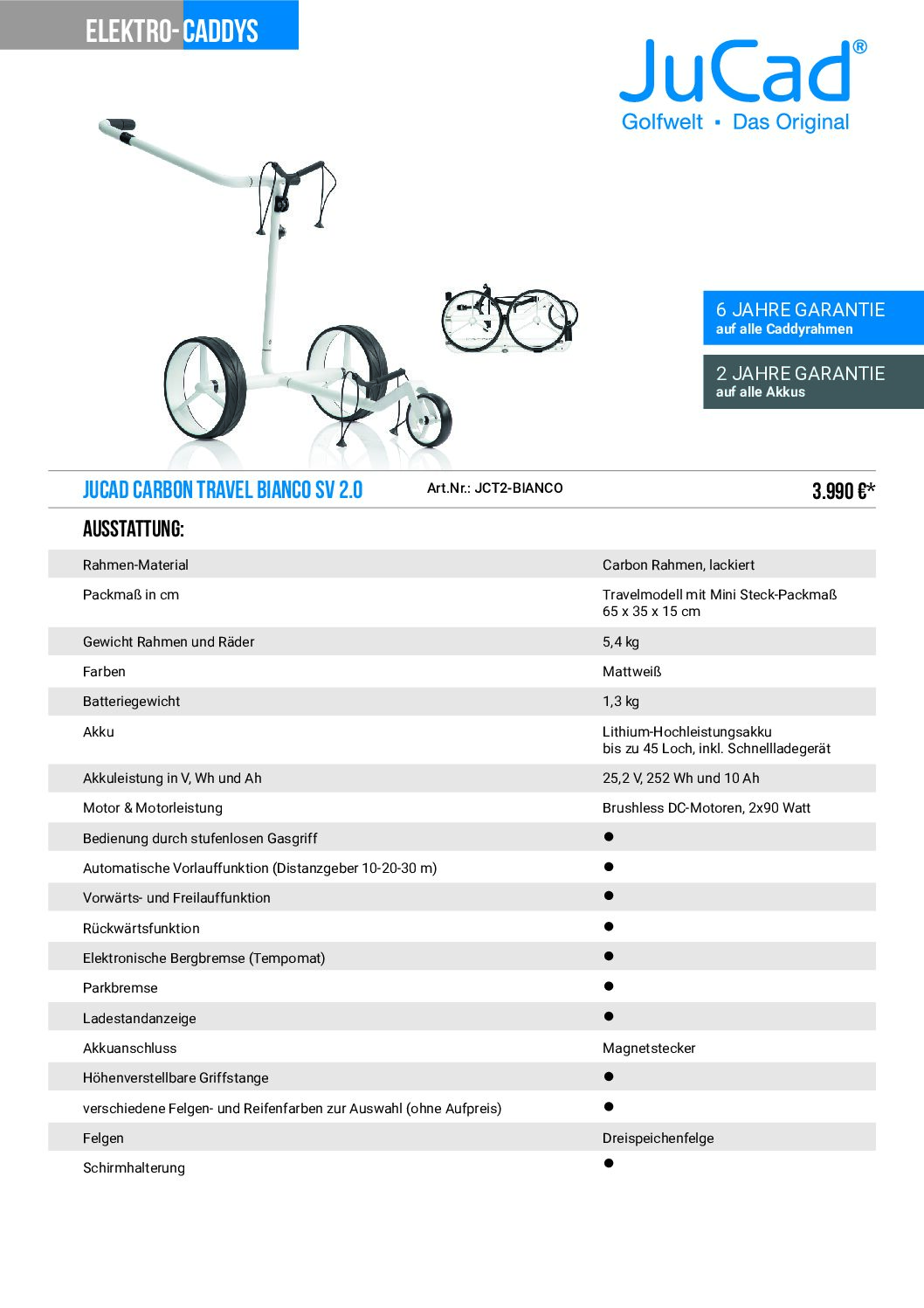 JuCad Carbon Travel 2.0 Bianco SV Golftrolley 17 JuCad Carbon Travel 2.0 Bianco SV Golftrolley – Bild 17