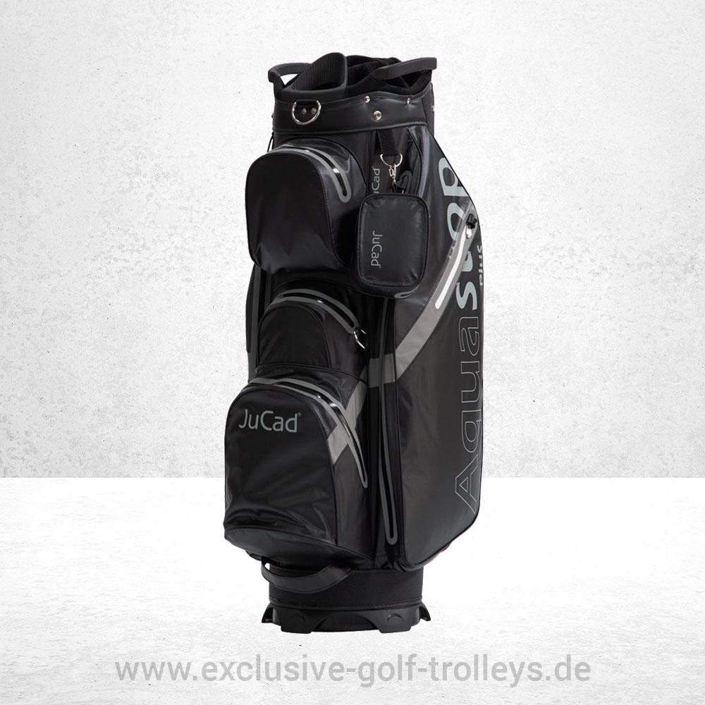 JuCad Golfbag Aquastop PLUS Schwarz Titan 1 JuCad Golfbag Aquastop PLUS. Wasserdicht, neues Design, verbesserte Reißverschlüsse