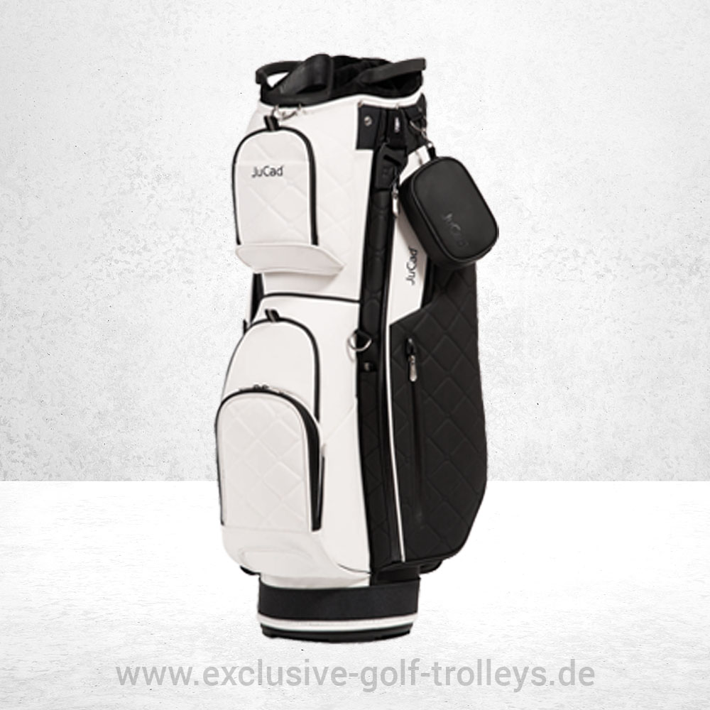 JuCad Golfbag First Class Dunkelblau 4 JuCad Golfbag first Class in Weiß Schwarz, Wasserabweisend, 14-fache Schlägerunterteilung, Gesteppte Optik,