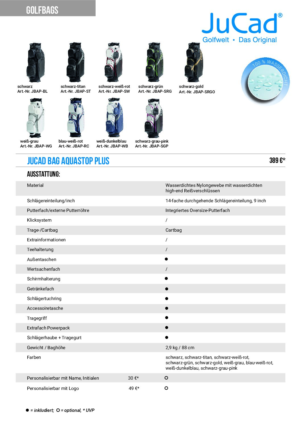 JuCad Golfbag Aquastop PLUS Schwarz Titan 4 JuCad Golfbag Aquastop PLUS Schwarz Titan – Bild 4