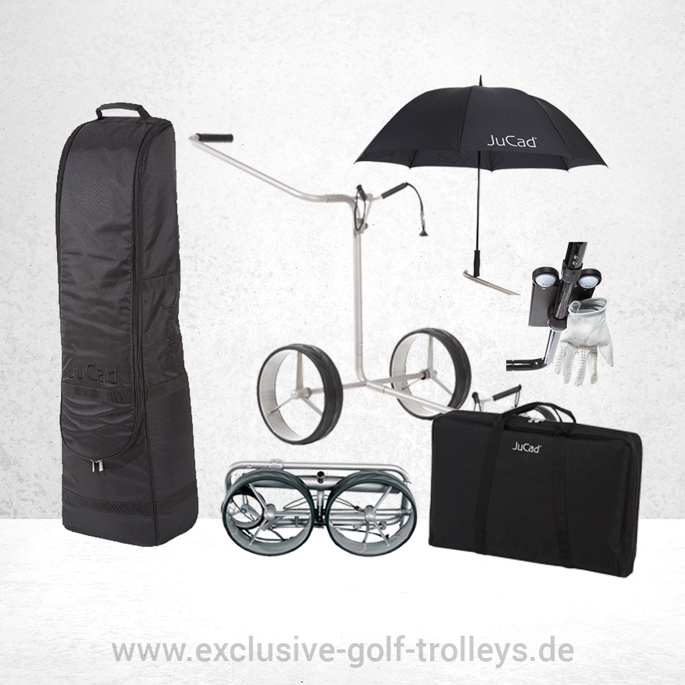 JuCad Titan Travel Reiseset 2 1 JuCad Golf Reiseset Travelset Travelbag Komplettset Golftrolley Golfschirm Scorekartenhalter Edelstahl