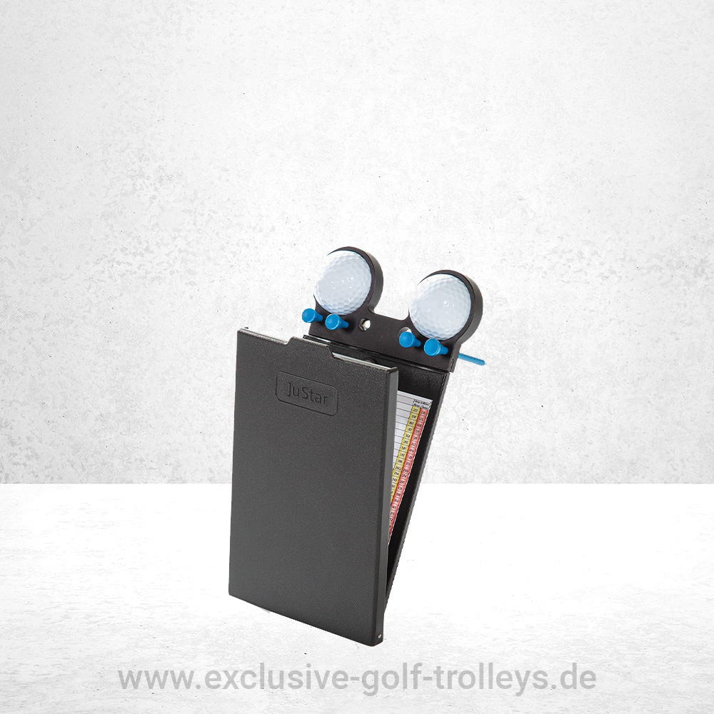 JuStar SILVER Golftrolley Set incl. Golfbag "Manager Aquata" 4 JuStar Scorekartenhalter Schwarz