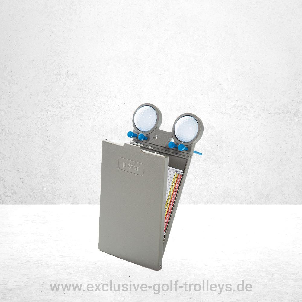 JuStar SILVER Golftrolley - Set incl. Golfbag PRO 7 JuStar Scorekartenhalter Titangrau JuCad Scorekartenhalter Grau
