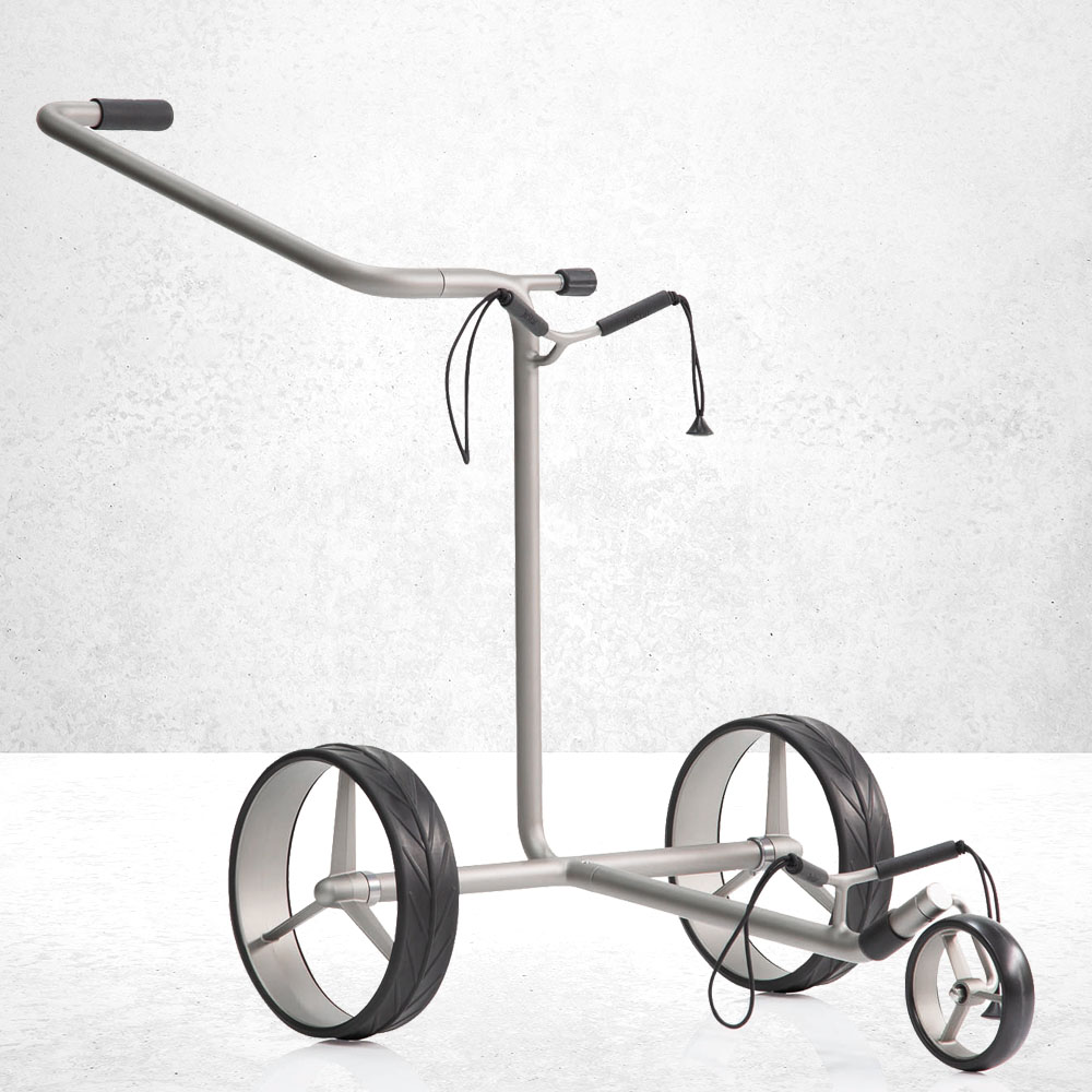 JuStar Silver 1.0 Golftrolley Ausstellungsstück 1 JuStar Silver 3-Rad Golftrolley, titansilber Metallic, 3-Rad manuell, Reifen Schwarz