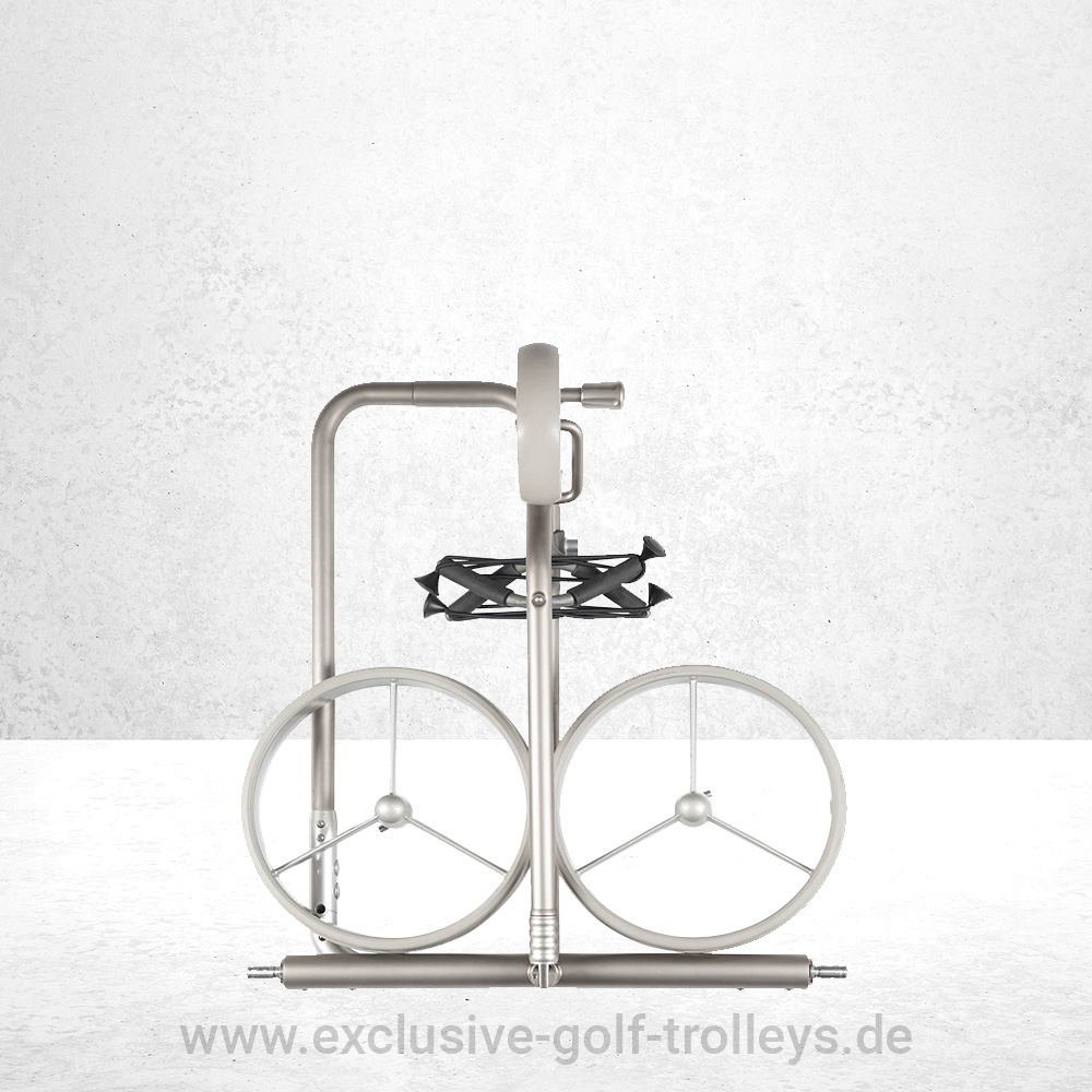 JuStar SILVER Golftrolley - Set incl. Golfbag PRO 3 JuStar Titan Classic Golftrolley Golfcaddy Caddy Felgen Silber Metallic Reifen Grau