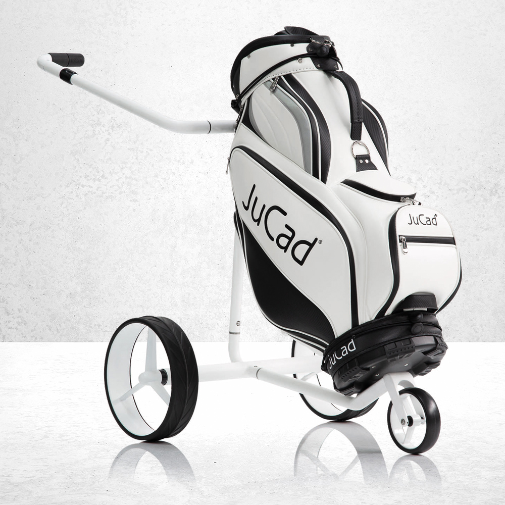 JuCad Carbon Travel 2.0 Bianco SV Golftrolley 2 JuCad Carbon Travel Bianco 2.0, JuCad Carbon, Weiß matt Lackierung, JuCad Bianco 2.0, mit Bag PRO Weiß Schwarz,