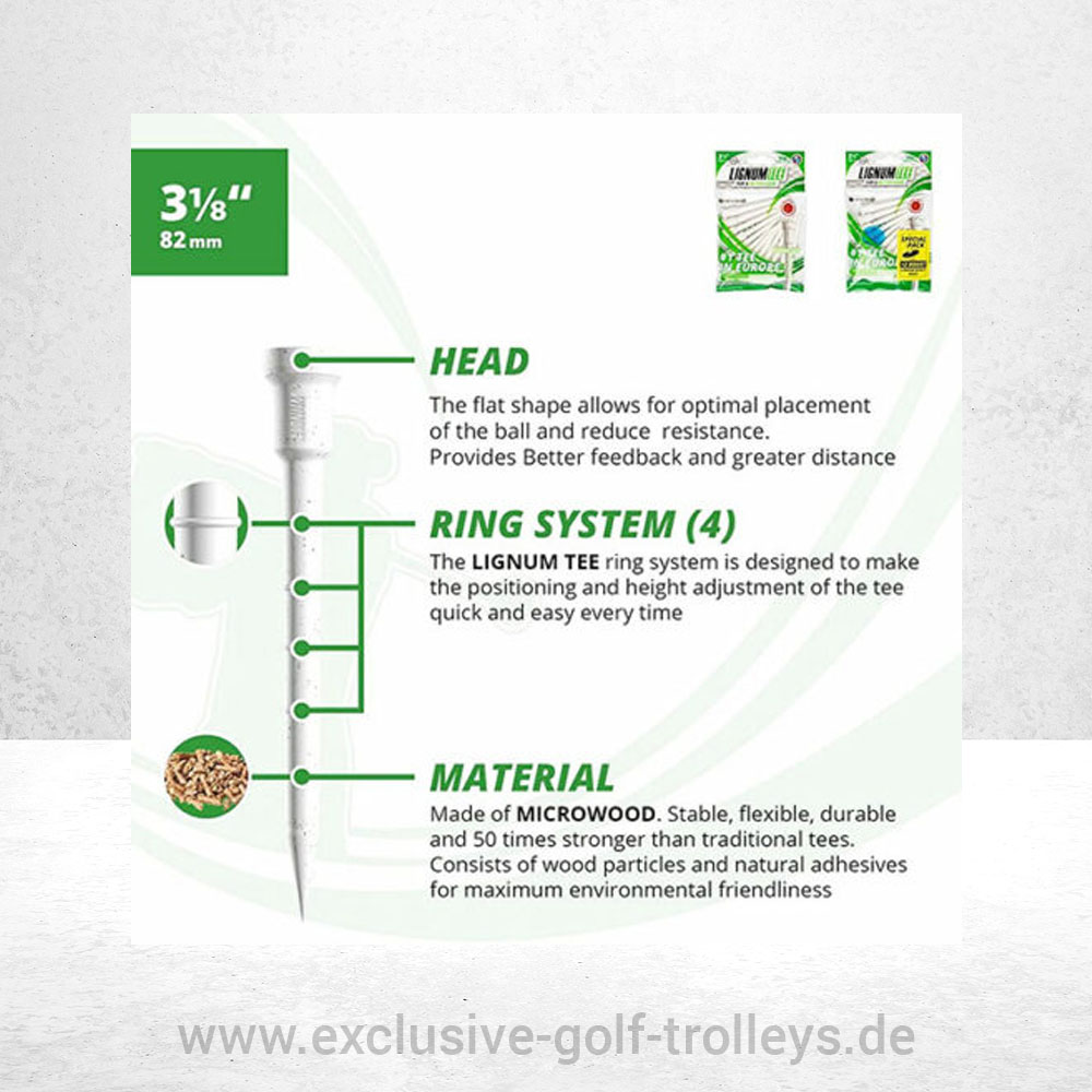 Lignum Tees 72 mm weiß 3 Lignumtee Tees Golftees Microwood Distance Distanz Weiß Höhe