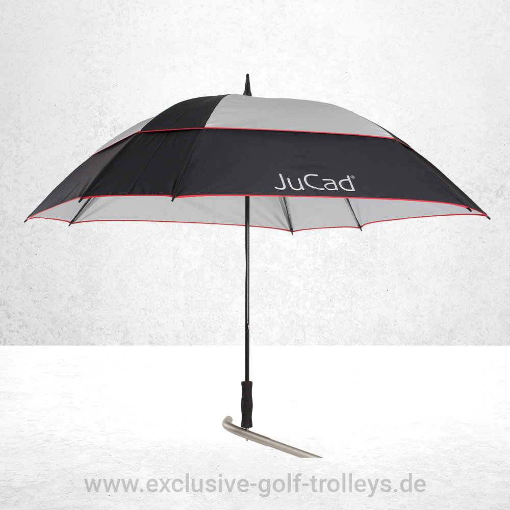 JuCad Carbon Travel 1.0 Refurbished 9 JuCad Schirm Windproof, JuStar Golfschirm, Golf Schirm, Sonnenschirm, Windsicherung, Schwarz, Silber, Blau, Rot, Schirmhalterung, JuCad