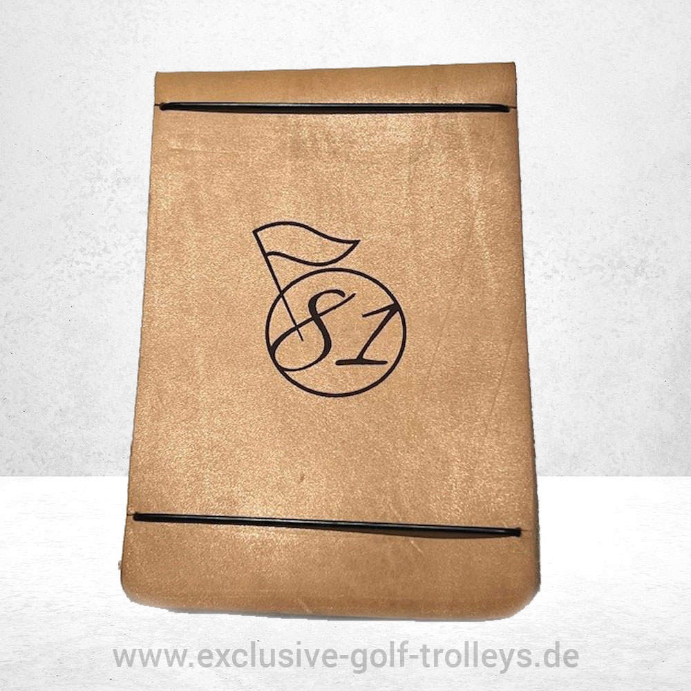 Scorekartenmappe personalisiert Leder 6 Scorekartenmappe aus Leder, personalisiert, Stifthalter genietet, viele Farben, Logo und Text, Golfclub, Clubmannschaft