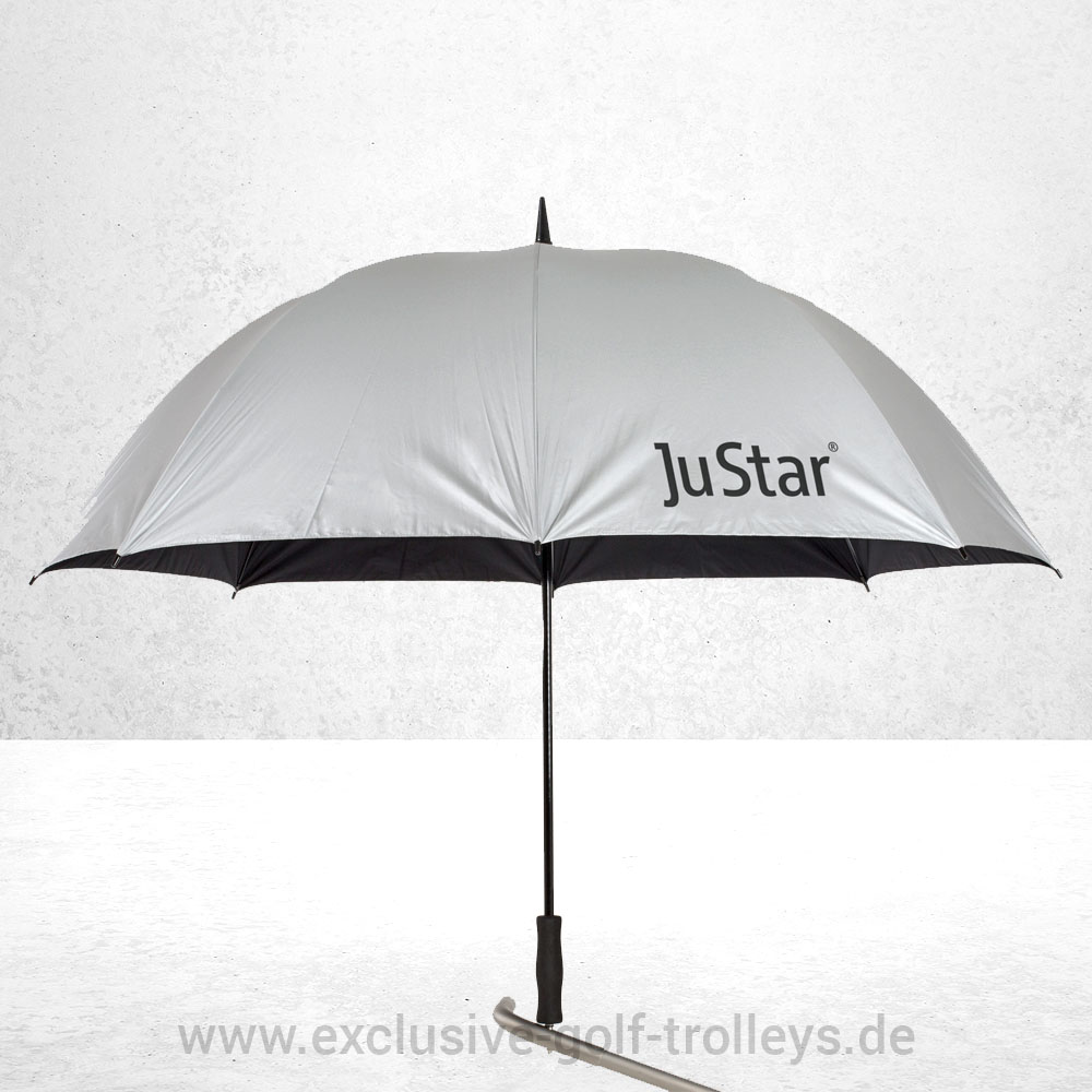 JuStar Black 1.0 Set 6 JuStar Golfschirm, Golf Schirm, Silber, 99% UV-Schutz, 99% UV Protection, Schirmhalterung, JuCad