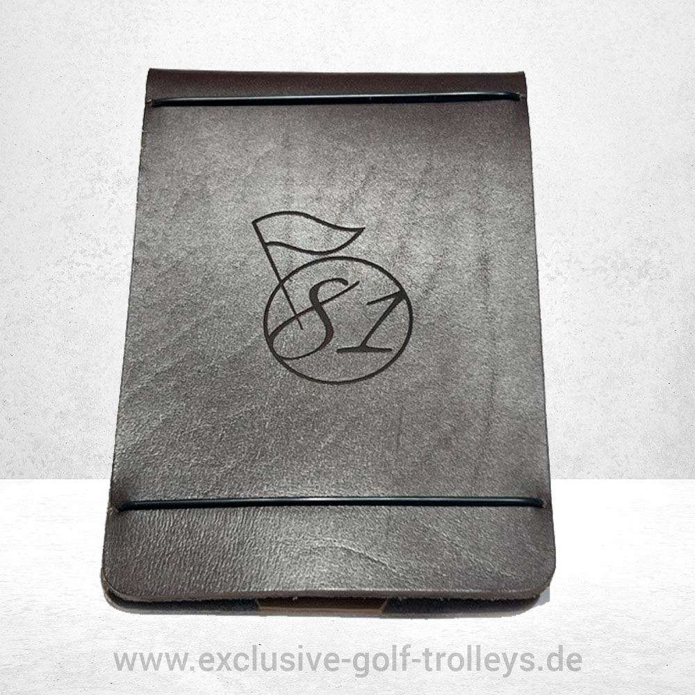 Scorekartenmappe personalisiert Leder 9 Scorekartenmappe aus Leder, personalisiert, Stifthalter genietet, viele Farben, Logo und Text, Golfclub, Clubmannschaft