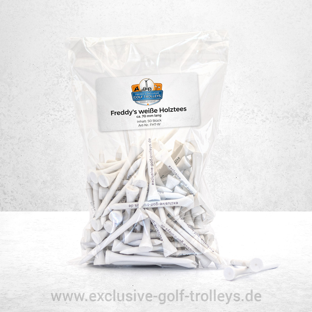 Freddys Golf Holz Tees 1 Freddys Holztees Tees Golftees Weiß Holz FHT-W, 70 mm, 50 Stück