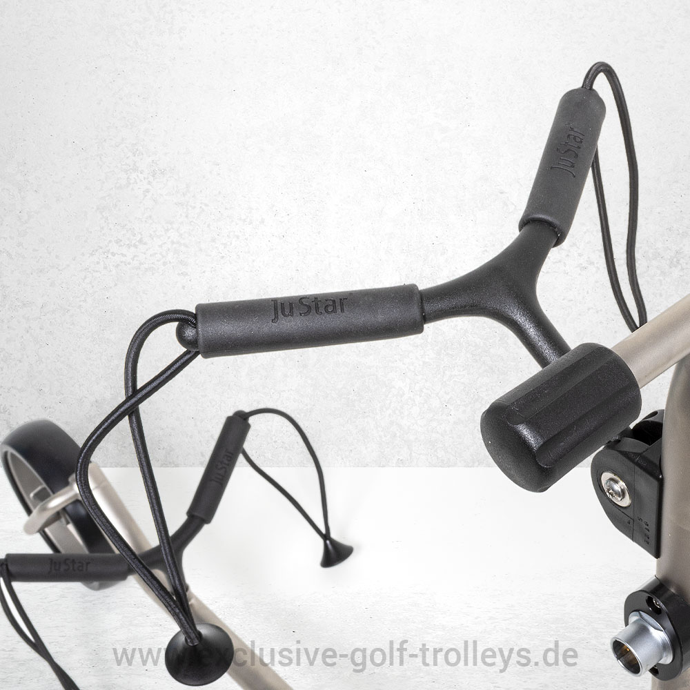 JuStar Bagbügel Reparatur Set 1 JuStar Edelstahl Golftrolley, Set mit Parkbremse, Titangrau matt, JuStar Golfschirm mit UV-Protection, JuStar Scorekartenhalter, JuStar Golftrolley, JuStar Golfcaddy, Titanmatt