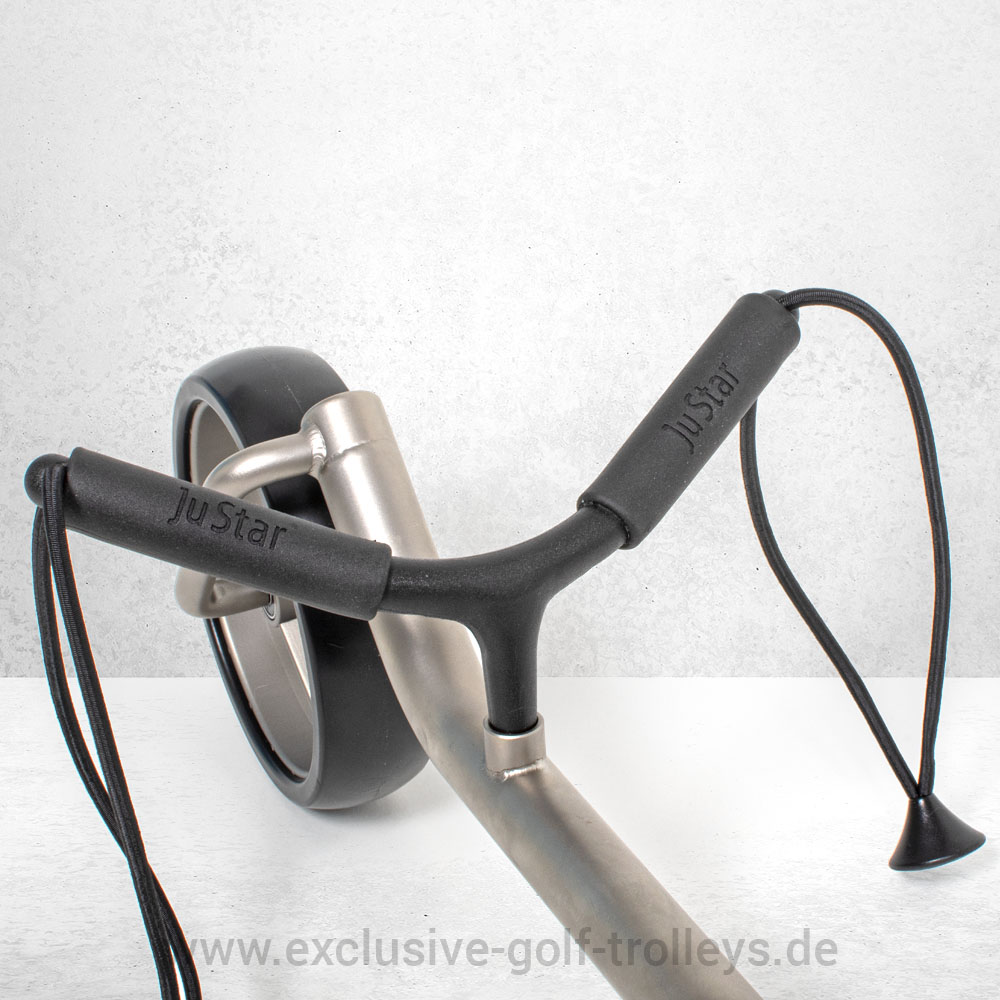 JuStar Bagbügel Reparatur Set 4 JuStar Edelstahl Golftrolley, Set mit Parkbremse, Titangrau matt, JuStar Golfschirm mit UV-Protection, JuStar Scorekartenhalter, JuStar Golftrolley, JuStar Golfcaddy,