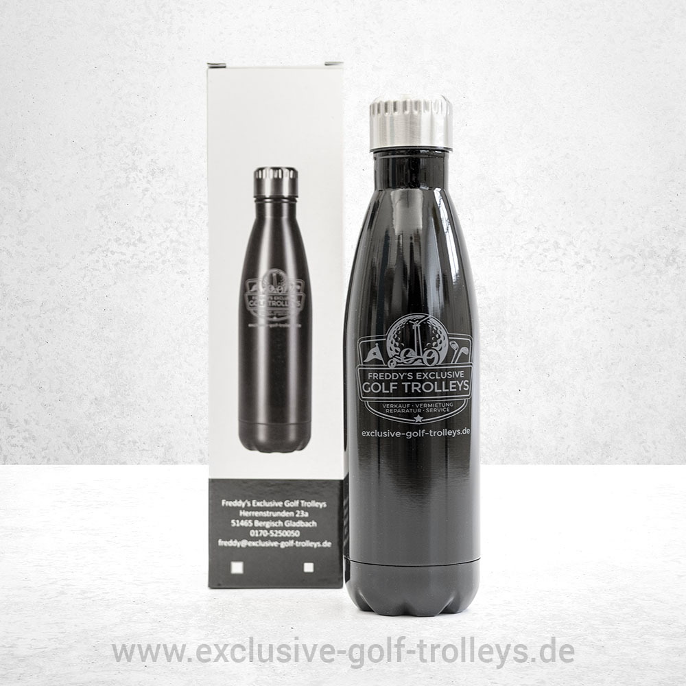 Edelstahl Trinkflasche 1 Freddys exclusive Golf Trinkflasche Edelstahl, 500 ml, Edelstahl Version,