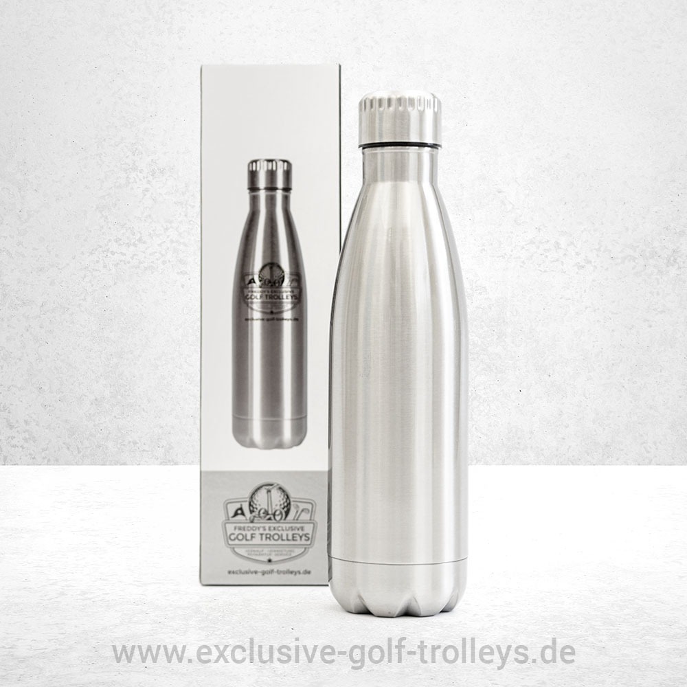 Edelstahl Trinkflasche 7 Freddys exclusive Golf Trinkflasche Edelstahl, 500 ml, Edelstahl Version,
