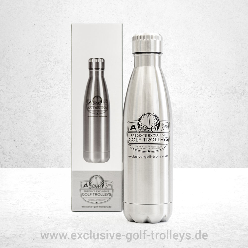 Edelstahl Trinkflasche 1 Freddys exclusive Golf Trinkflasche Edelstahl, 500 ml, Edelstahl Version,